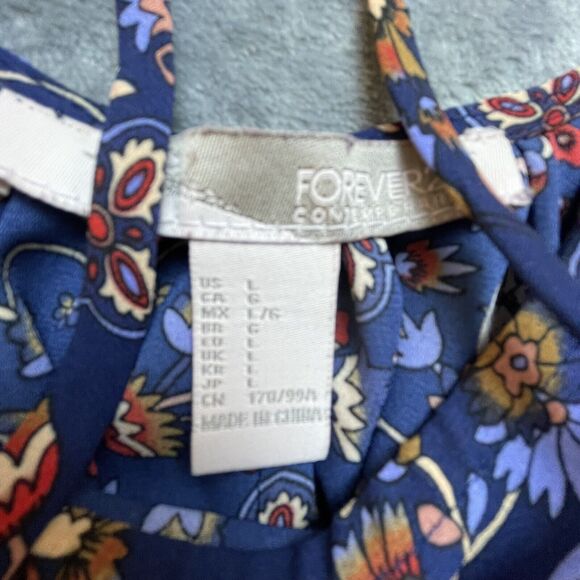 Forever 21 Shirt Womens Large Peasant Top Floral Elephant Cottage Boho Bohemian - Picture 3 of 6